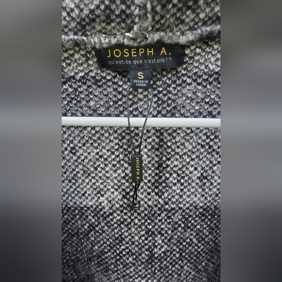 NEW Joseph A. Plaid Open Front Cardigan Sweater Drape Collar Jacket Black Size S - Picture 5 of 7